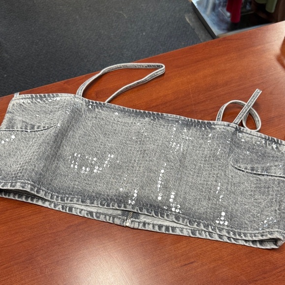 Zara denim sequin crop top xl // 081604 - Picture 1 of 2